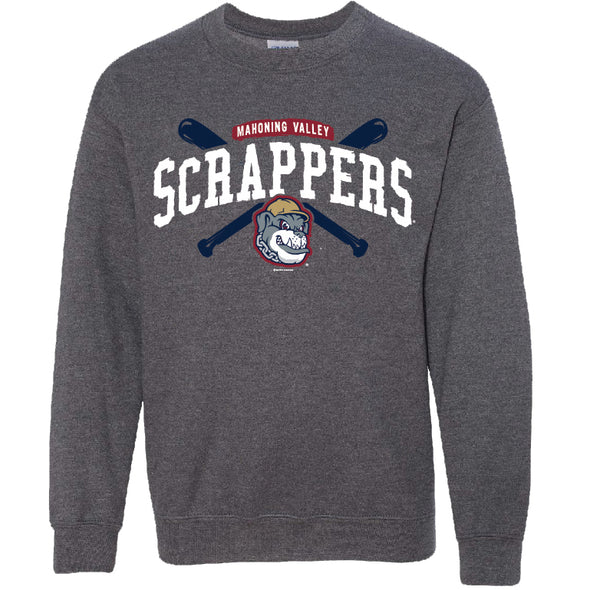 Youth Navy Scrappers Baseball Bat Crewneck Sweatshirt